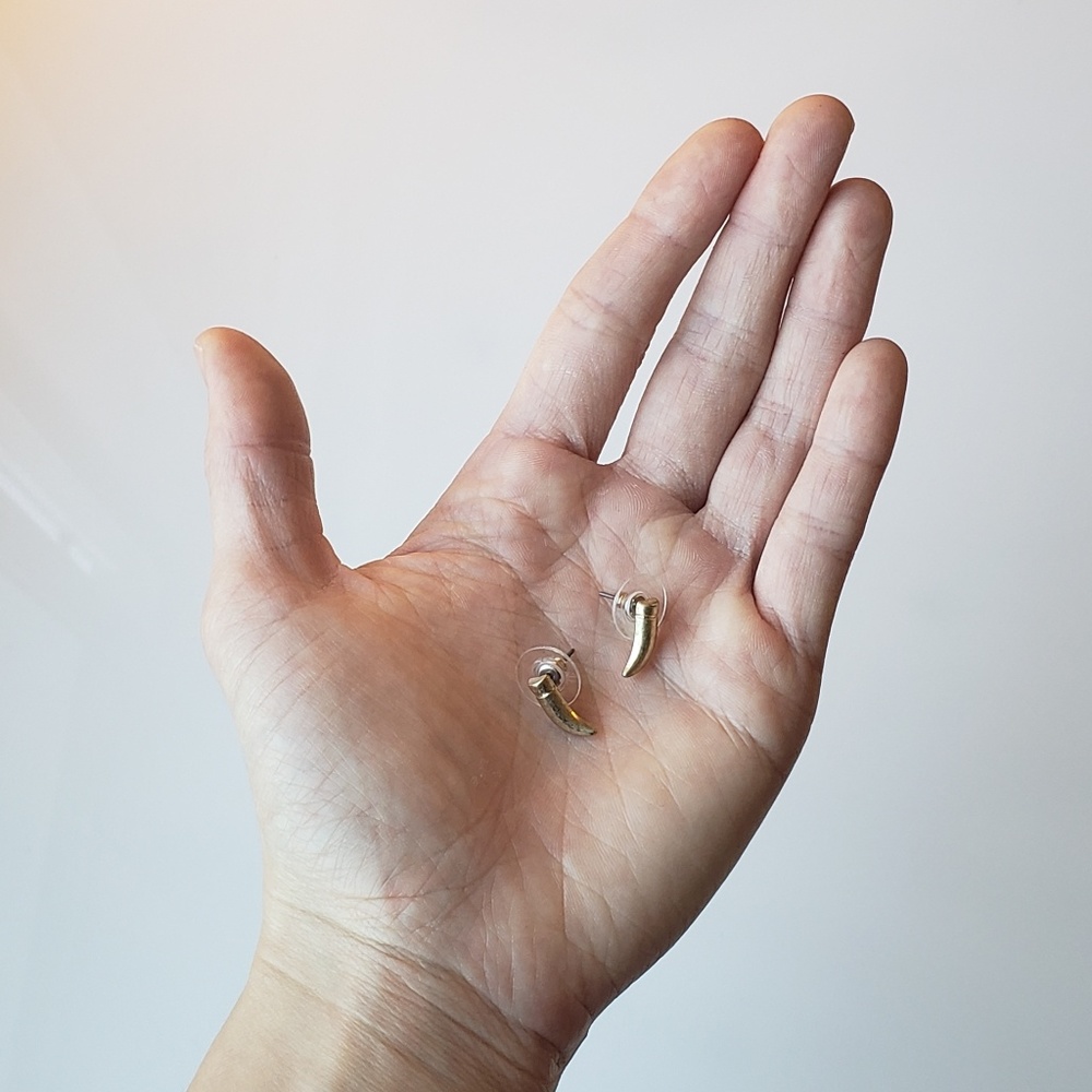 Minimal Gold Horn Earrings - Small Earrings